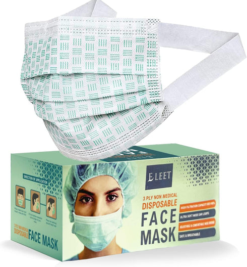 Disposable Face Masks 3 Ply with Ultra Soft Ear Loops - Beautifully Printed Breathable Protection Masks (50 Count, Pack