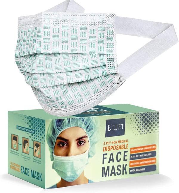 Disposable Face Masks 3 Ply with Ultra Soft Ear Loops - Beautifully Printed Breathable Protection Masks (50 Count, Pack