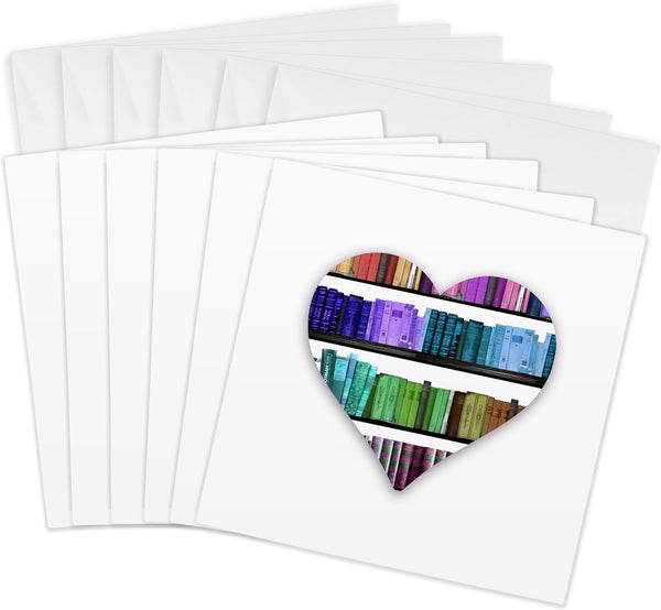 Greeting Cards - I Heart Books - Love Heart Shape containing Colorful