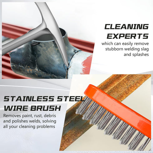 glorousamc Hammer,28oz Hammer Set Welding/Chipping Professional Slag Removal and Wire Brush Forged Steel Construction