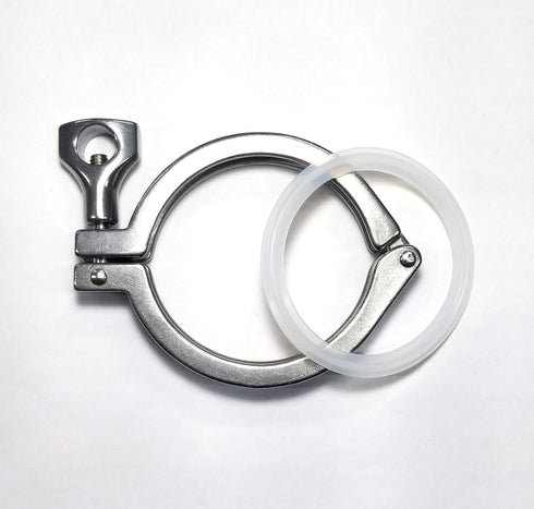Heavy Duty Stainless Sanitary Clamp - Tri-Clover 2.5" Tube OD, Single Pin with Gasket (1 pc) - SS304