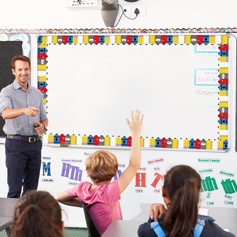 65.6Ft Whaline Back to School Pencil Bulletin Board Border Composition Notebook Apples Crayon Die Cut Trim Border Roll