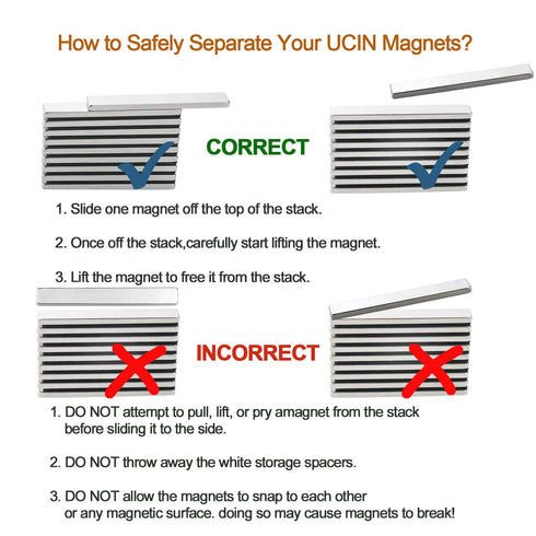 UCINNOVATE Neodymium Magnets, 8 Pack Strong Rare Earth Magnets with Adhesive Backing, Heavy Duty 60 x 3mm