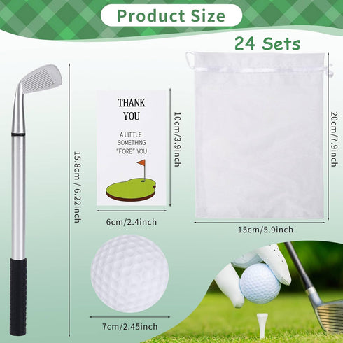 AIOMOB 24 Sets Golf Ballpoint Pen Golf Pads Thank You Cards and Bags Golf Club Props Funny Sports Golfing Pen Black Gel