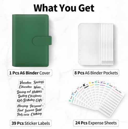 Sooez Budget Binder with Zipper Cash Envelopes & Expense Sheets for Budgeting and Saving Money, Money Organizer with