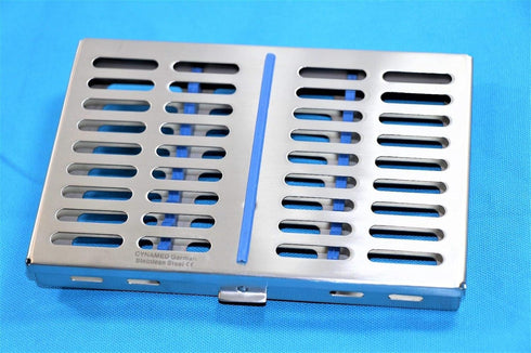 GERMAN STAINLESS DENTAL INSTRUMENTS AUTOCLAVE STERILIZATION CASSETTE for 10 INSTRUMENTS, 7.25" X 5" X 0.75"