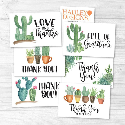 Hadley Designs 24 Cactus Thank You Cards with Envelopes, Bulk Housewarming, Wedding, Kids, Baby Shower, Graduation Notes