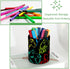PVC Leather Circular Pen Holder for Desk, Colorful Joystick Game Pencil Organizer with Flannel Lining