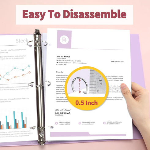 SUNEE 3 Ring Binder 1/2 Inch 4 Pack - Clear View Binder Three Ring PVC-Free (Fit 8.5x11 Inches) for School Binder or
