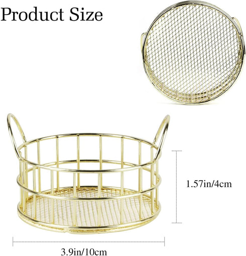 Gold Paper Clip Holder, Mesh Desk Accessories, Metal Dispenser Organizer for Small Office Supplies, 2PCS