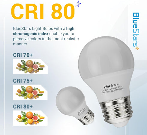 BlueStars A15 LED Refrigerator Light Bulb, 4W (40 Watt Equivalent), E26 Base, 5000K Daylight, 2-Pack