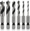 NEIKO 11401A 6 Piece Brad Point Drill Bit Set, Stubby for Wood, 1/4" Quick Change Hex Shank