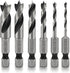 NEIKO 11401A 6 Piece Brad Point Drill Bit Set, Stubby for Wood, 1/4" Quick Change Hex Shank