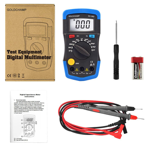 Digital Multimeter Capacitance Meter - 200pF-20mF Handheld Tester with Back Light and Data Hold