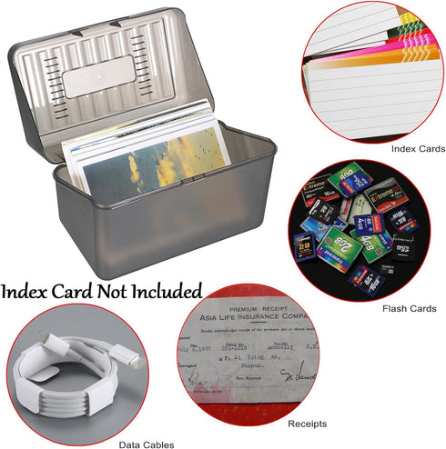 BTSKY 1 Pack 4 x 6 inch Index Card Box, Notecard Holder, Recipe Card Box, Plastic Storage Organizer for Filling Index