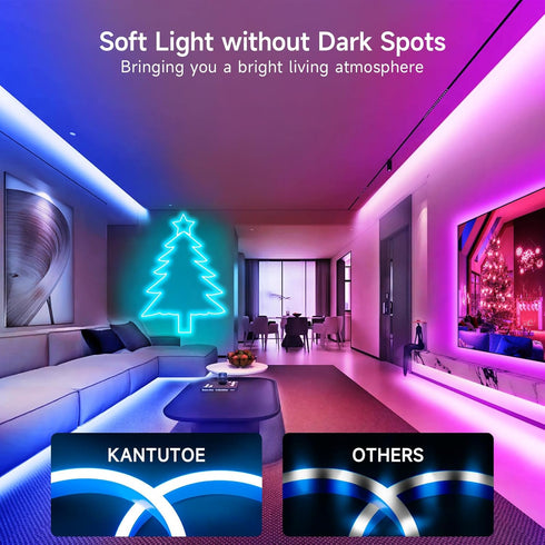 19.68ft 24V IP67 KANTUTOE LED Neon Rope Lights, RGB LED Light Strip, Music Sync App/Remote Control DIY Rope Light