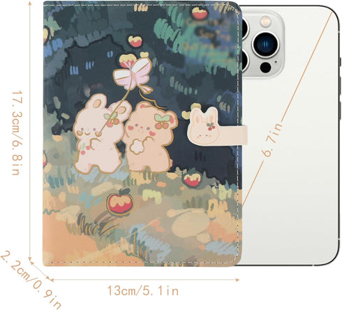 Cute Cartoon PU Leather Notebook, Kawaii Journal, Japanese Sketchbook A5 Diary Notepad Travel Notebook