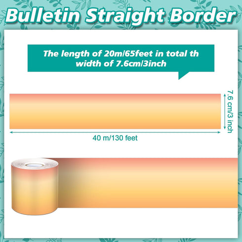 Sunset Bulletin Board Borders 65 Feet of Neutral Bulletin Board Strips Bulletin Board Supplies Orange Bulletin Board Decorations for Bulletin Board, White Board, Cork Board and Classroom Decor