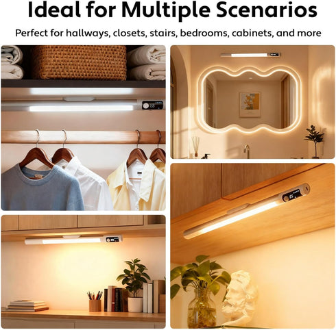 JKHTBDM 2 Pack Lighting,2000mAH 3m Angles(30+120) Counter Light(15'') Under Cabinet Motion Sensor Light with Detection