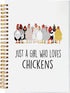 Chicken Gifts Spiral Notebook Journal, 5.5x8.3, Just a Girl Who Loves Chickens, Perfect for Chicken Lovers