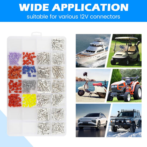 500Pcs Connector Pins Kit, Car Electrical Wire Terminal Pins, Non-Insulated Plug Removal Male Female Crimp Pins