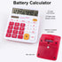 Meichoon Desktop Calculator 12 Digit Large LCD Display, Solar Battery Dual Power, Red, for Office/Home/School KA08
