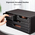 KINGFOM PU Leather Desk Organizer with 4 Drawers, Small Desktop Organizer for Office Supplies