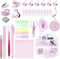 Mini Office Supply Kit, Pink Mini Stapler with Staples and Tape Dispenser Set, Sticky Notes, Highlighters, Gel Pens