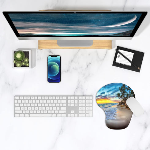 ITNRSIIET 9.5 8 inches, Ergonomic Mouse Pad with Gel Wrist Support Wrist Rest Smooth Surface Non-Slip PU Base