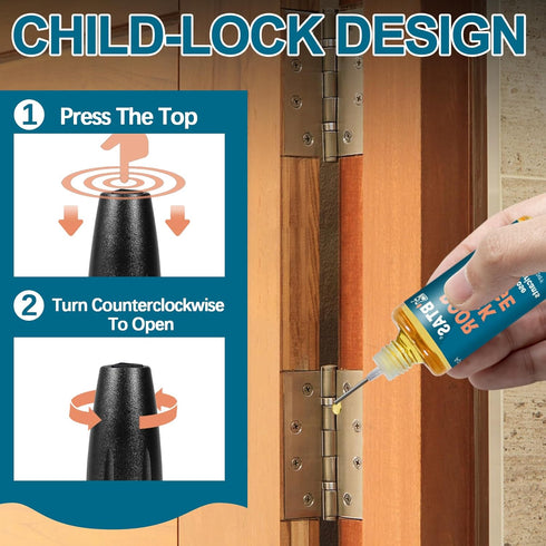 1 oz 1 BTAS Door Lock Hinge Lubricant Oil Squeaky Fix Lube for Keyhole with Needle Oiler Pcs