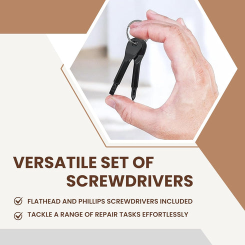 Gadgetime USA Set (Pack 2) 2 Pocket Screwdriver of - Best Stocking Stuffers - EDC Keychain - Portable Repair Tool