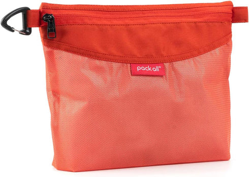 Pack of All Water-Resistant Material Zipper Pouch, Mesh Zipper Bags for Storage, Travel, Office (Orange, Medium)