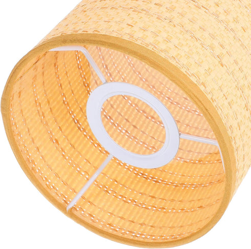 2pcs Kisangel Rustic Rattan Drum Lamp Shades for Floor and Table Lamps Woven Replacement Covers Bohemian Style Lighting