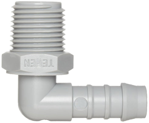 Tefen 12256910083 Nylon 66 Hose Fitting, 90 Degree Elbow Adapter, Gray, 5/8" Hose ID