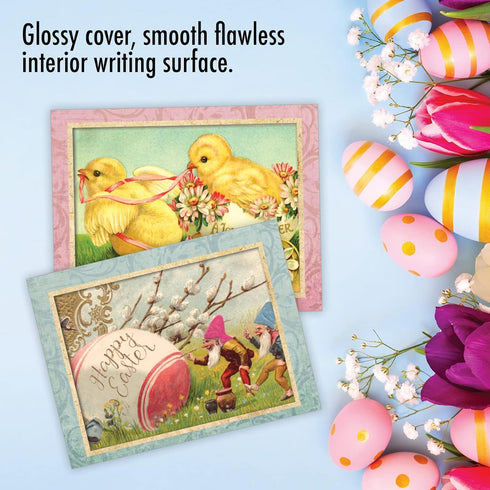 The Best Card Company 20 Vintage Easter Cards with Envelopes - 4 x 5.12 Inch Retro Boxed Note Cards (10 Designs, 2 Each)