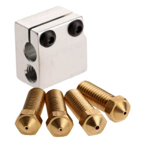 Dophee Volcano Nozzle 3D Printer Extruder Print Head + Heater Block Kit, 0.6/0.8/1/1.2mm