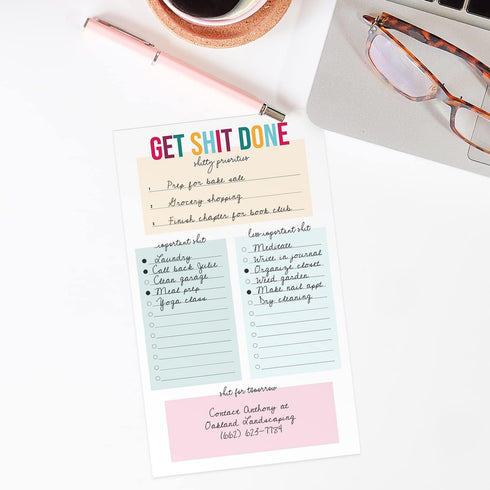 Get Shit Done To Do List, 6" x 10" Hilarious Sticky Note, 50 Sheets Per Pad, Snarky Schedule Checklist, Made in USA