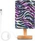 ALAZA Bedside Table Lamp for Bedroom Purple Blue Sparkling Zebra Print Nightstand