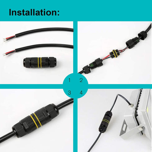 3 Pole Wire Connector Waterproof, IP68 External Electrical Junction Box, M20 for 5-12mm Wire Range (AC 450V, 24A), 2