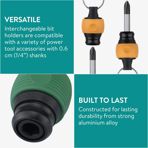 Set Navaris Ball Grip Bit Holder - Carabiner Ring for Holding Drill Bits - Color Coded Bit Extension with Ergonomic