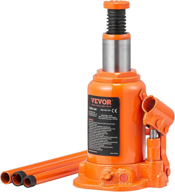 VEVOR 12 Ton Hydraulic Bottle Jack, 26455 LBS, 7.5-14 inch Lifting Range, 3-Section Long Handle for Truck, Car, RV,