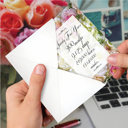 NobleWorks 25th Anniversary Notecard w/Envelope for Couples, Men, Women - 25 Years of Love - C9437MAG