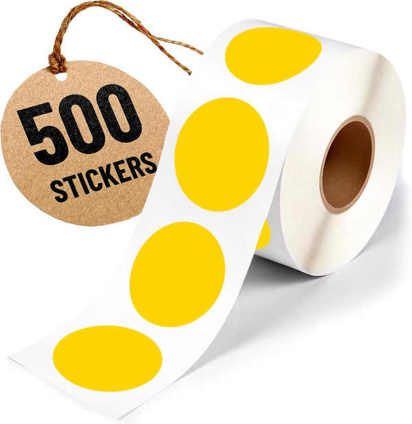 Performore 2 Inch Dot Matte Yellow Color Code Labels, 500 Round Easy Peel Self Adhesive Stickers for Organization