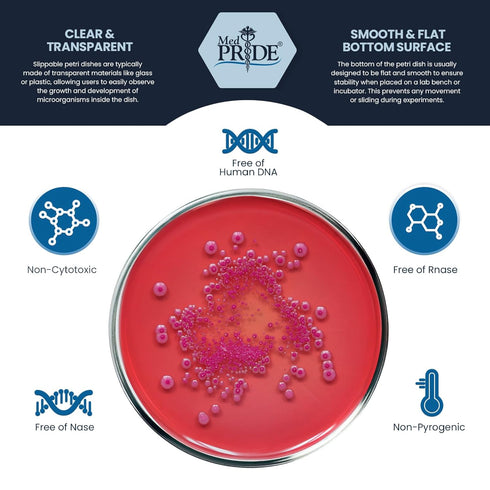 MED PRIDE Slippable Petri Dishes, Sterile Petri Dishes with Lids, 90mm x 15mm for Science, Biology, Blood Tests (25)