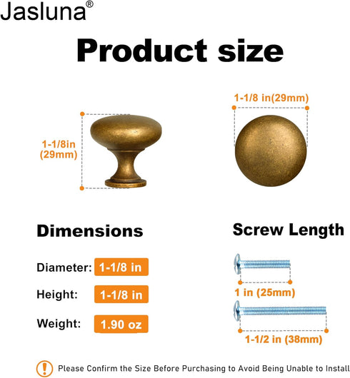 5-Pack Antique Brass Cabinet Knobs, Vintage Round Drawer Knobs for Kitchen Cupboards, Unique Home Improvement