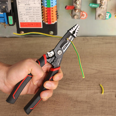 HAUTMEC Forged Wire Stripper Pliers 8", Compact Design, Multifunction Electrical Tool: Pliers, Stripper, Cable Cutter,