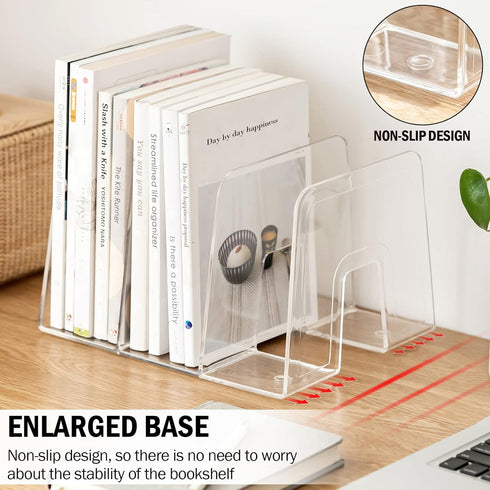 Clear Desktop Book Organizer, Creative Book Stand, Divider Bookshelf for Home School and Office, Pack of 2