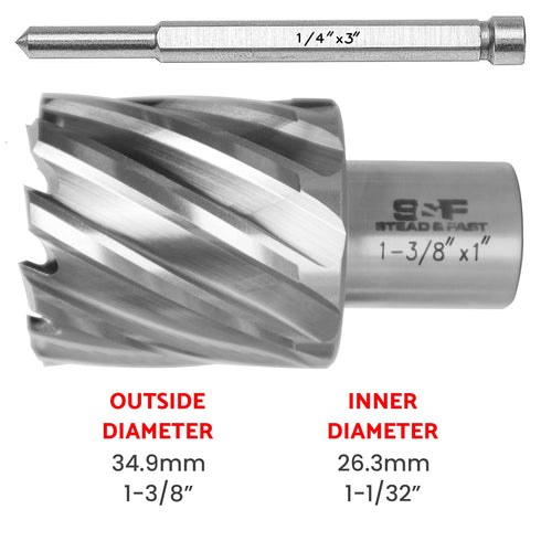 Annular Cutter High Speed Steel, 1-3/8" x 1" with Pilot Pin