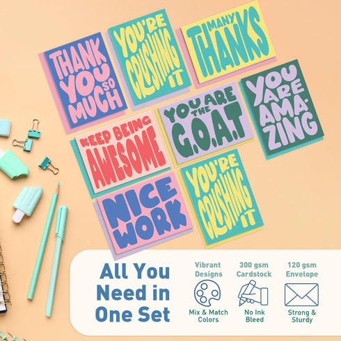 Set 24 8 4.25x5.75 S&O of Cute Appreciation Cards with Envelopes - Unique Appreciation Card Designs - Thank You Cards