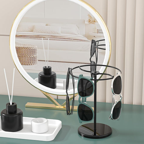 Coward 360° Rotating Sunglasses Organizer Stand, Glasses Display Storage, Eyeglasses Rack, Table Dresser Desk (Black)